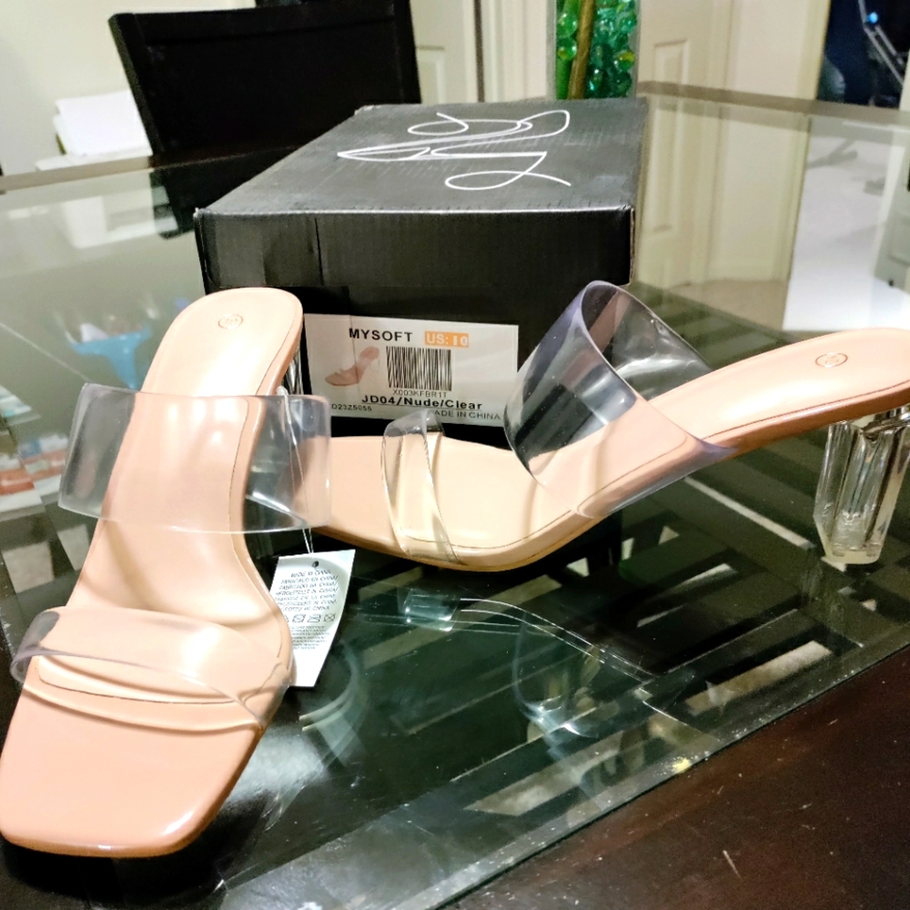 Mysoft Clear Open Toe Heels